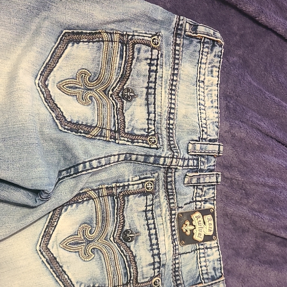 Rock Revival Light Blue Relaxed Jeans with Embroidery